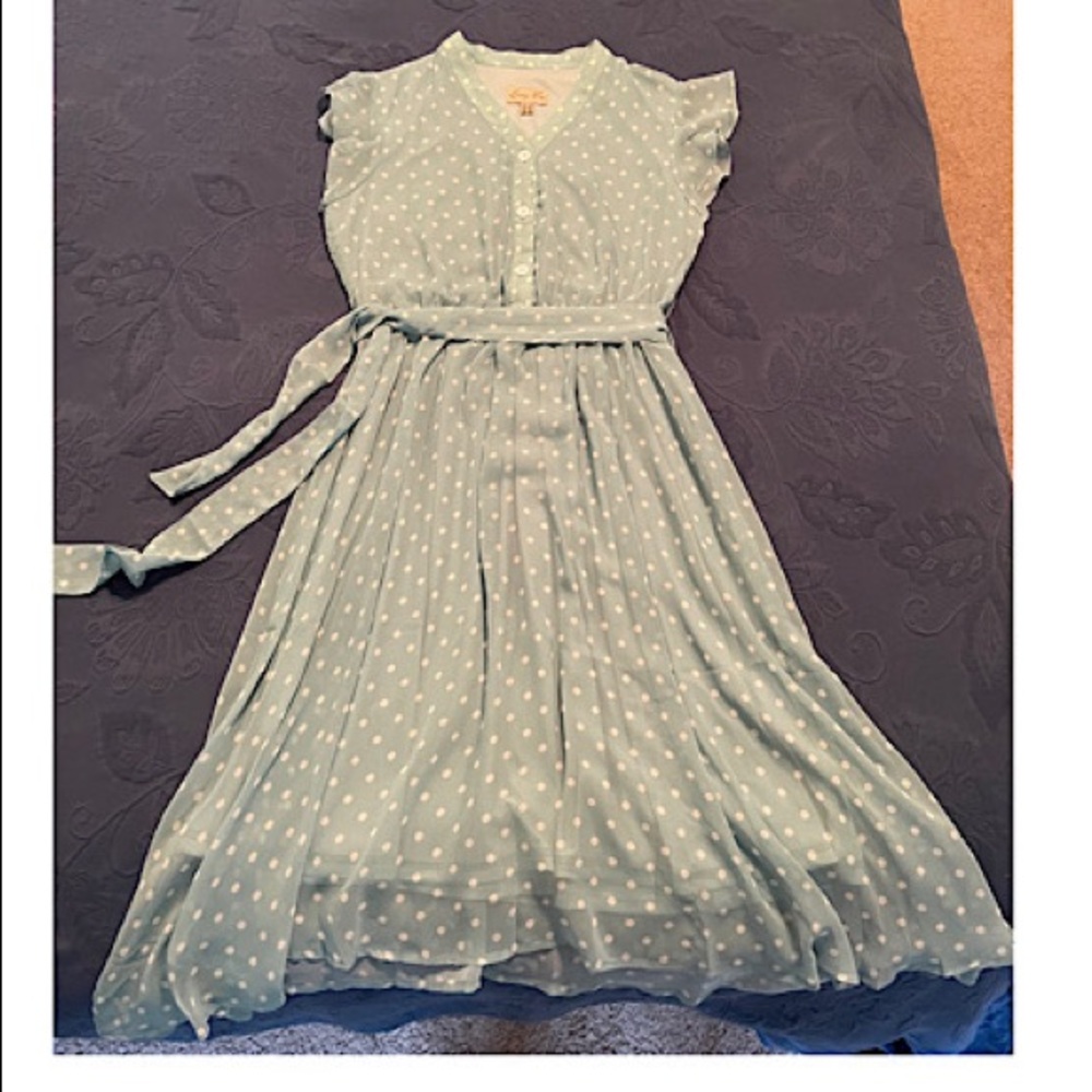 Sea green and polka dot vintage style dress
